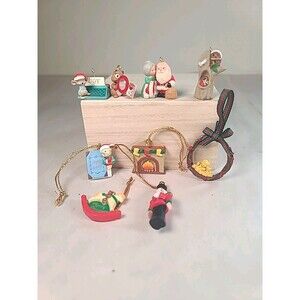 Vintage Set Of 9 Miniature Christmas Ornaments Squirrel Owl Mouse